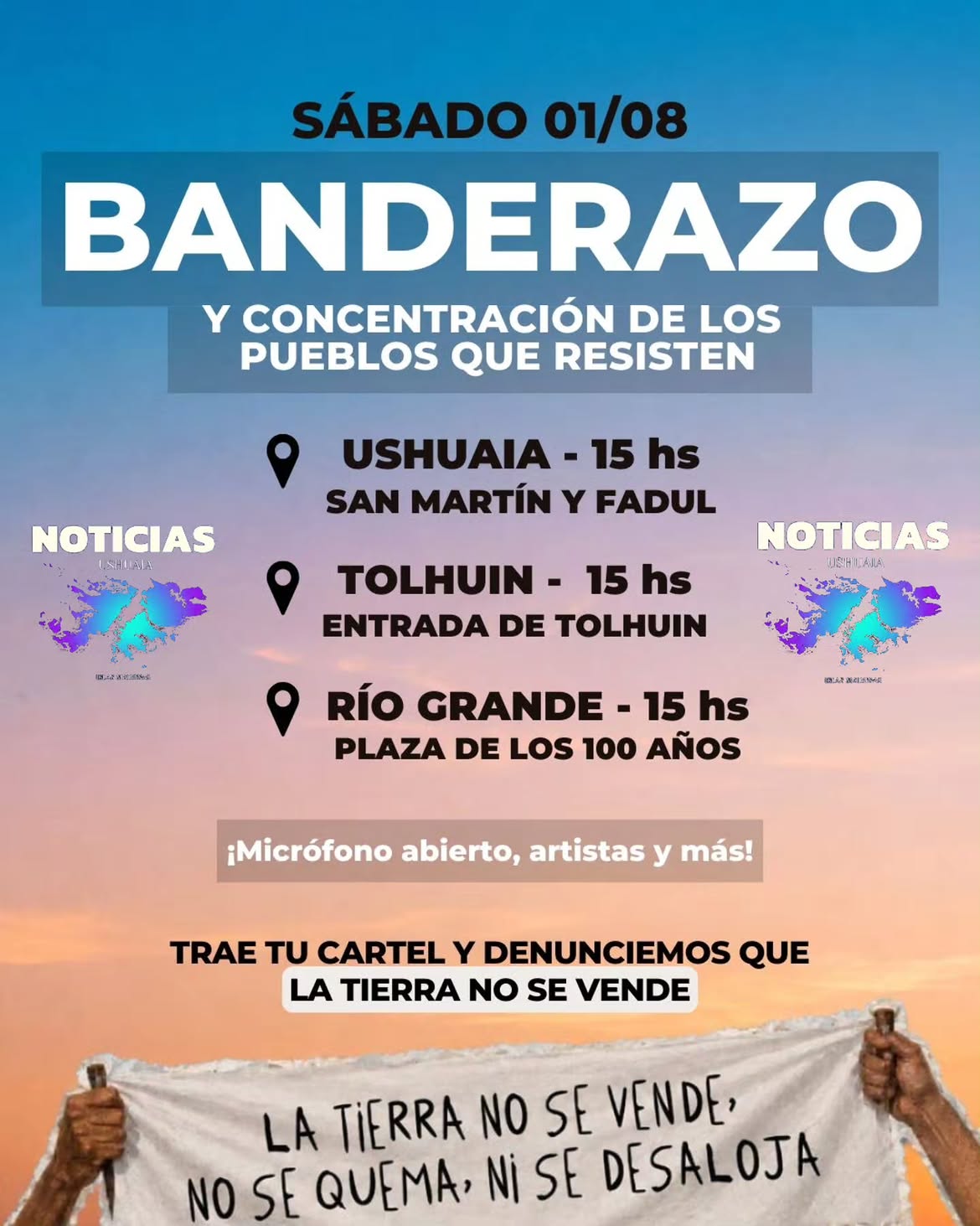 SÁBADO 01/08 - BANDERAZO Y CONCENTRACIÓN DE LOS PUEBLOS QUE RESISTEN