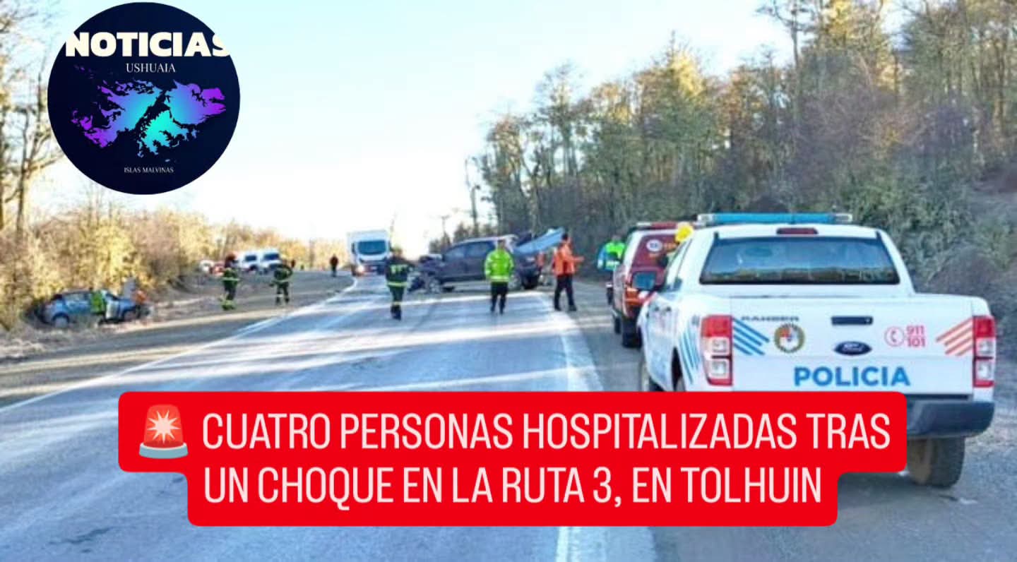  CUATRO PERSONAS HOSPITALIZADAS TRAS UN CHOQUE EN LA RUTA 3, EN TOLHUIN