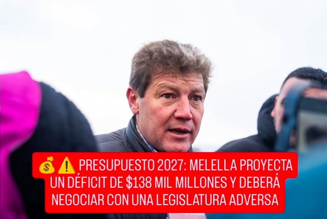 💰⚠️ PRESUPUESTO 2027: MELELLA PROYECTA UN DÉFICIT DE $138 MIL MILLONES Y DEBERÁ NEGOCIAR CON UNA LEGISLATURA ADVERSA